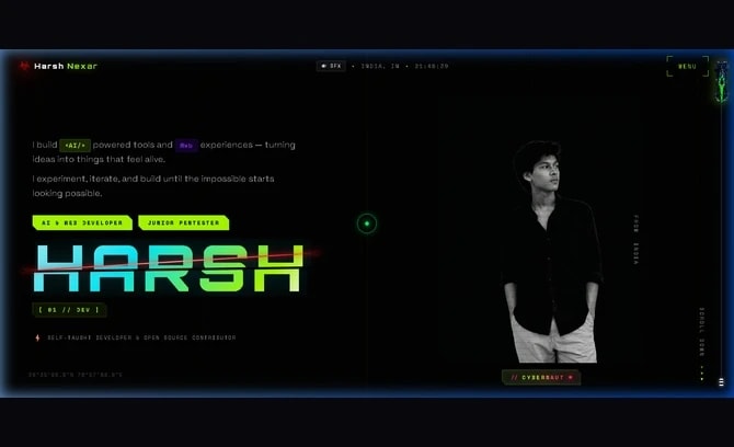 HARSH — Cyberpunk AI & Web Developer Portfolio